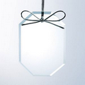 Beveled Clear Glass Ornament - Long Octagon Screened